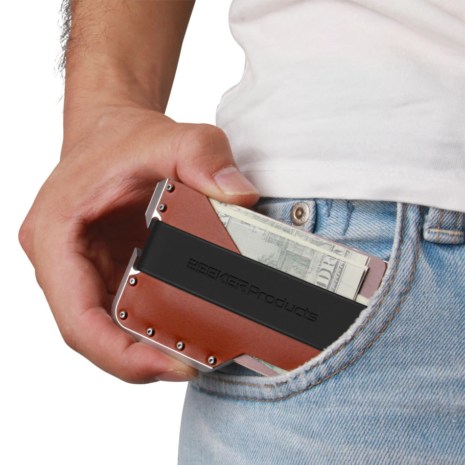 ZEEKER RFID Blocking Aluminum Leather Minimalist Card Wallet RFID Card Wallet Richie's