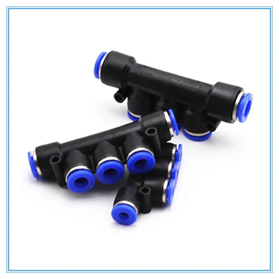 5-Way Push-In Pneumatic Fitting 4–12mm OD Hose Quick Connect Pneumatic Fitting Richie's
