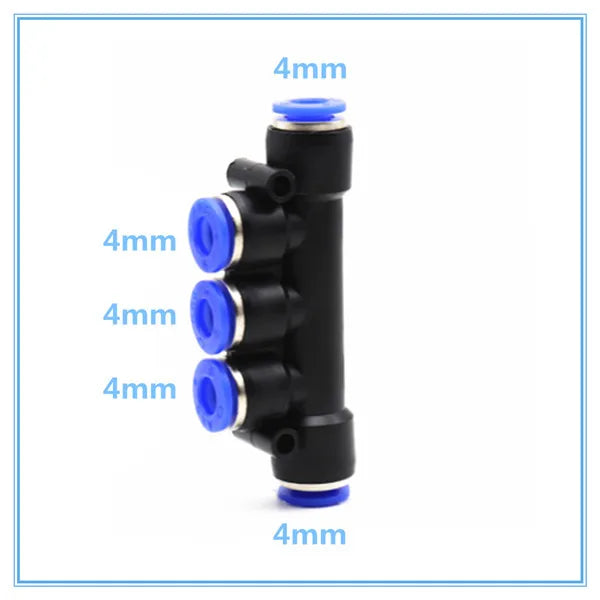 5-Way Push-In Pneumatic Fitting 4–12mm OD Hose Quick Connect Pneumatic Fitting Richie's PK4