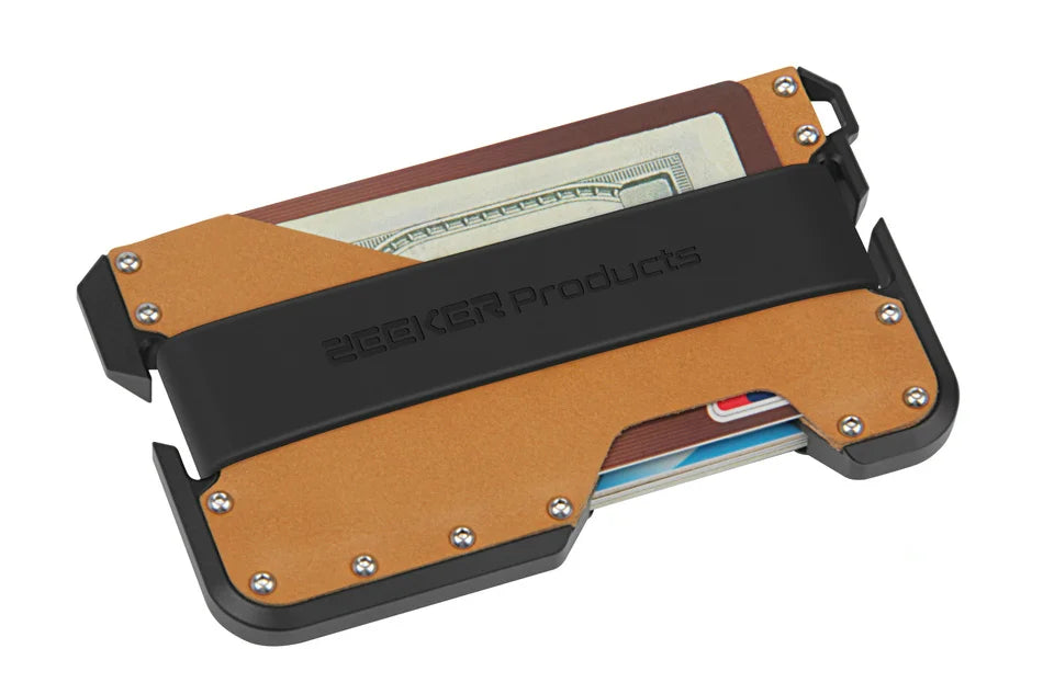 ZEEKER RFID Blocking Aluminum Leather Minimalist Card Wallet RFID Card Wallet Richie's black metal khaki 1