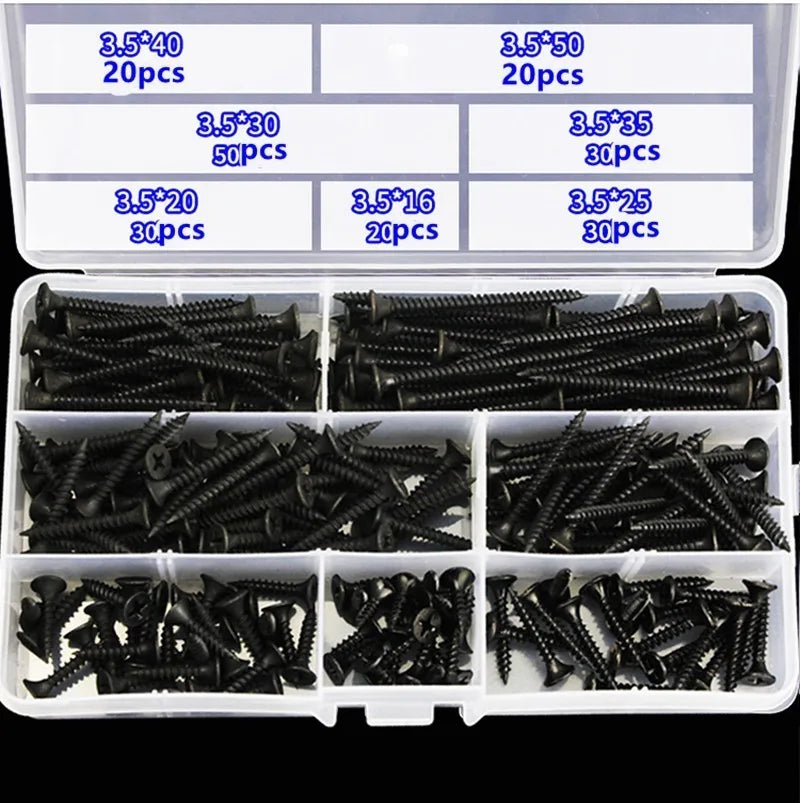 200 Pcs M3.5 Phillips Self-Tapping Screws – Plasterboard & Wall Self-Tapping Screws Richie's 200pcs Mix