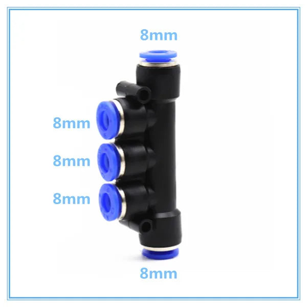 5-Way Push-In Pneumatic Fitting 4–12mm OD Hose Quick Connect Pneumatic Fitting Richie's PK8