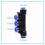 5-Way Push-In Pneumatic Fitting 4–12mm OD Hose Quick Connect Pneumatic Fitting Richie's PKG12-10