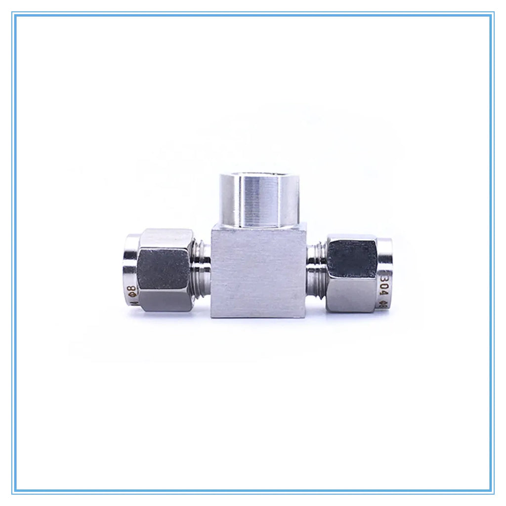 304 SS Double Ferrule TEE Fitting 6–12mm Pipe to 1/8"–1/2" Female Pipe Tube Fitting Richie's