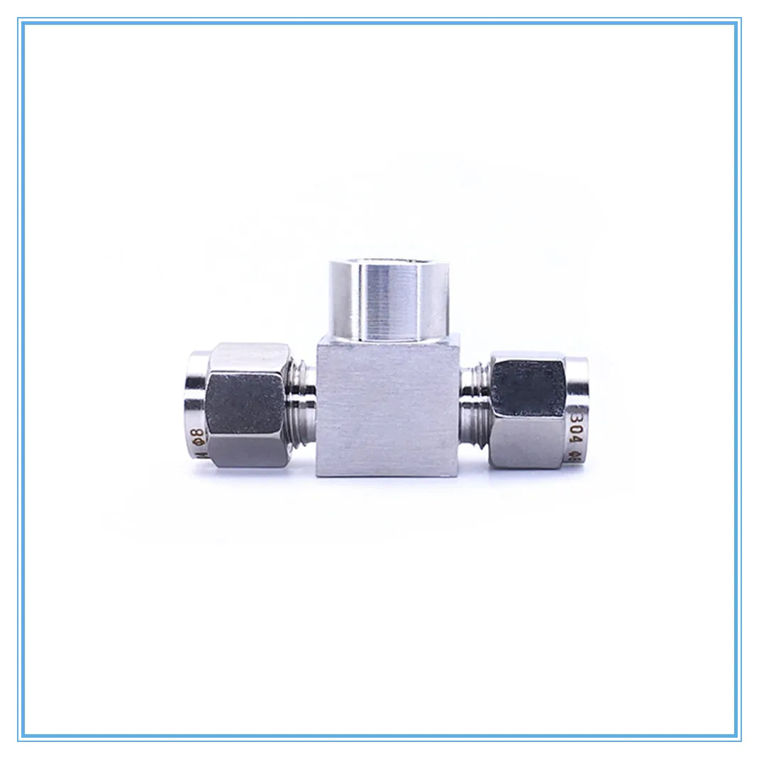 304 SS Double Ferrule TEE Fitting 6–12mm Pipe to 1/8"–1/2" Female Pipe Tube Fitting Richie's