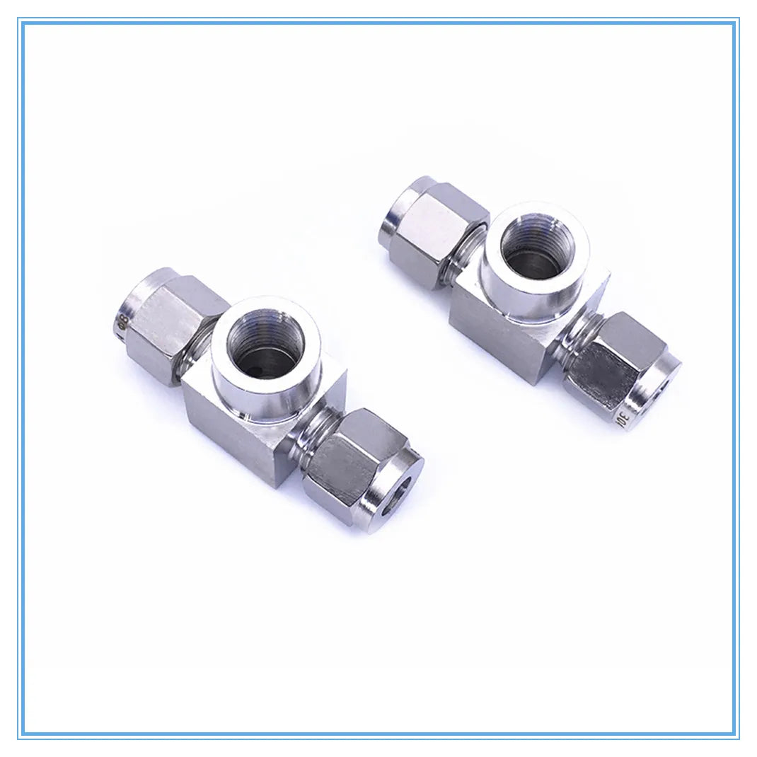 304 SS Double Ferrule TEE Fitting 6–12mm Pipe to 1/8"–1/2" Female Pipe Tube Fitting Richie's