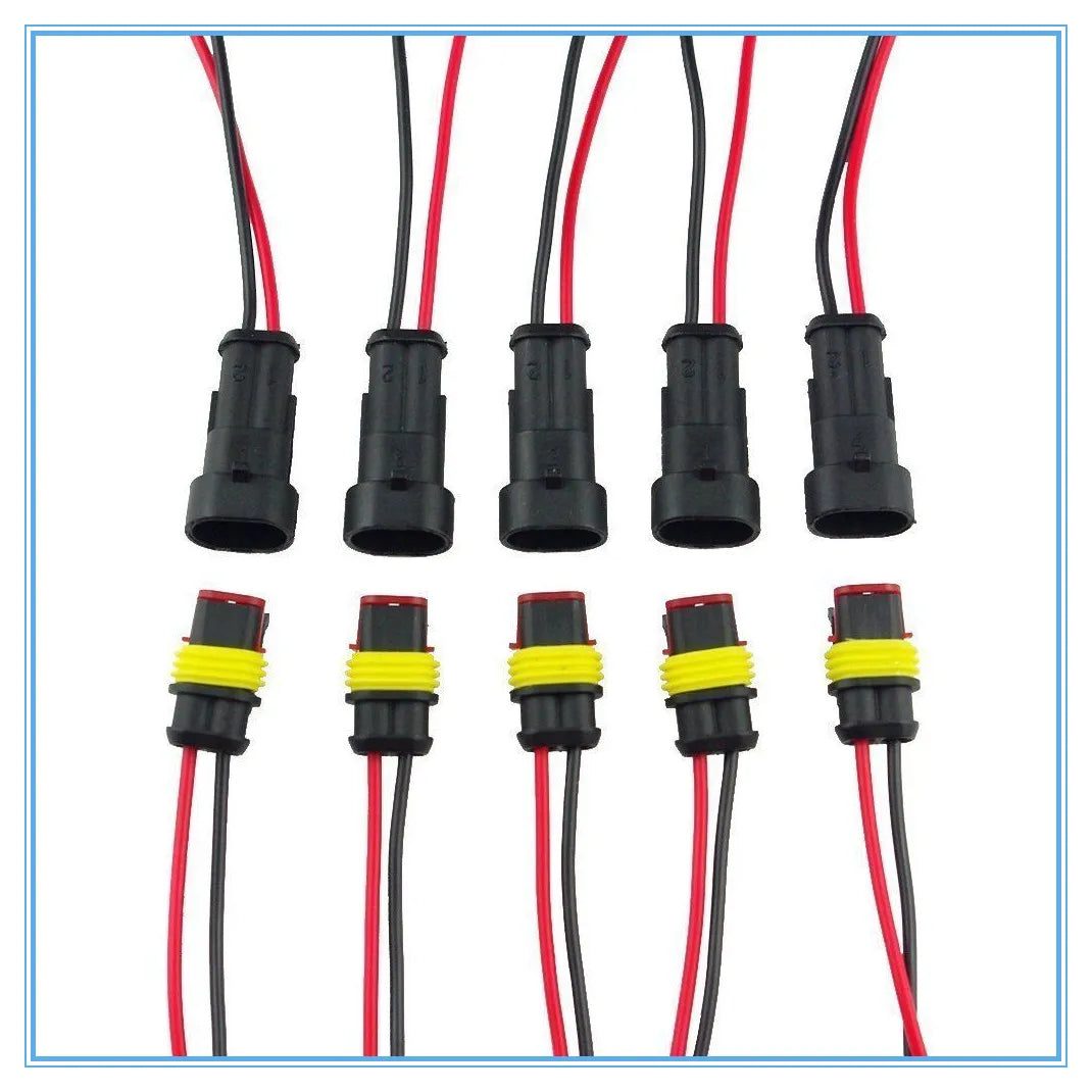 5-Set 2-Pin Waterproof Automotive Electrical Connector Wire Automotive Wiring Connector Richie's Default Title