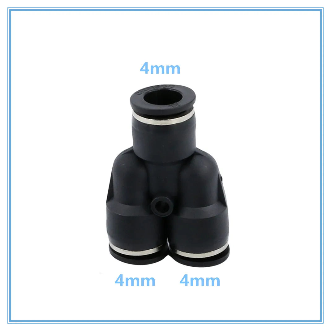 3-Way Y Shape Push-In Pneumatic Fitting 4–12mm OD Hose Connector Pneumatic Tube Fitting Richie's 4mm