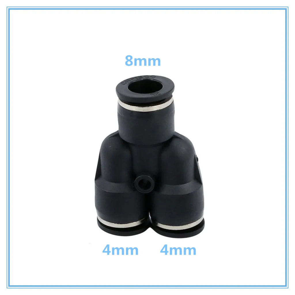 3-Way Y Shape Push-In Pneumatic Fitting 4–12mm OD Hose Connector Pneumatic Tube Fitting Richie's 8-4mm