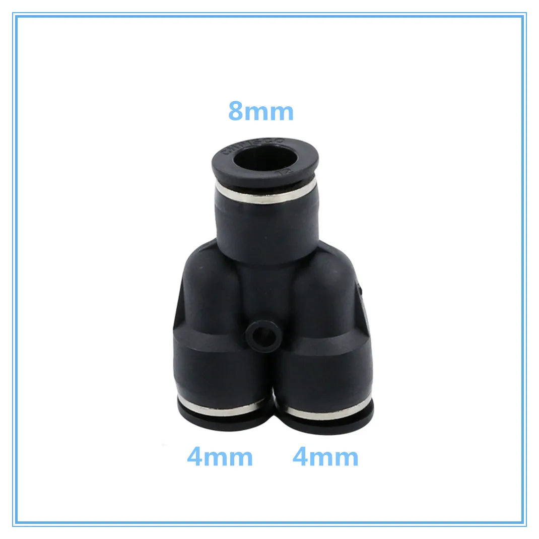 3-Way Y Shape Push-In Pneumatic Fitting 4–12mm OD Hose Connector Pneumatic Tube Fitting Richie's 8-4mm