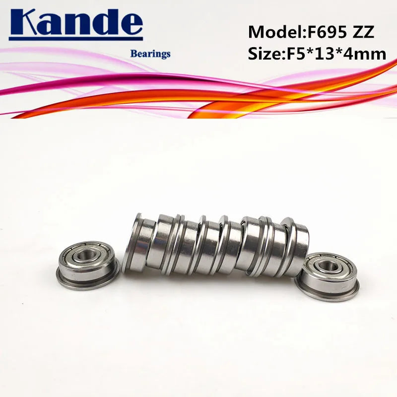 F695ZZ Bearings 10pcs Miniature Flanged Deep Groove Ball 5×13×4mm Miniature Ball Bearings Richie's