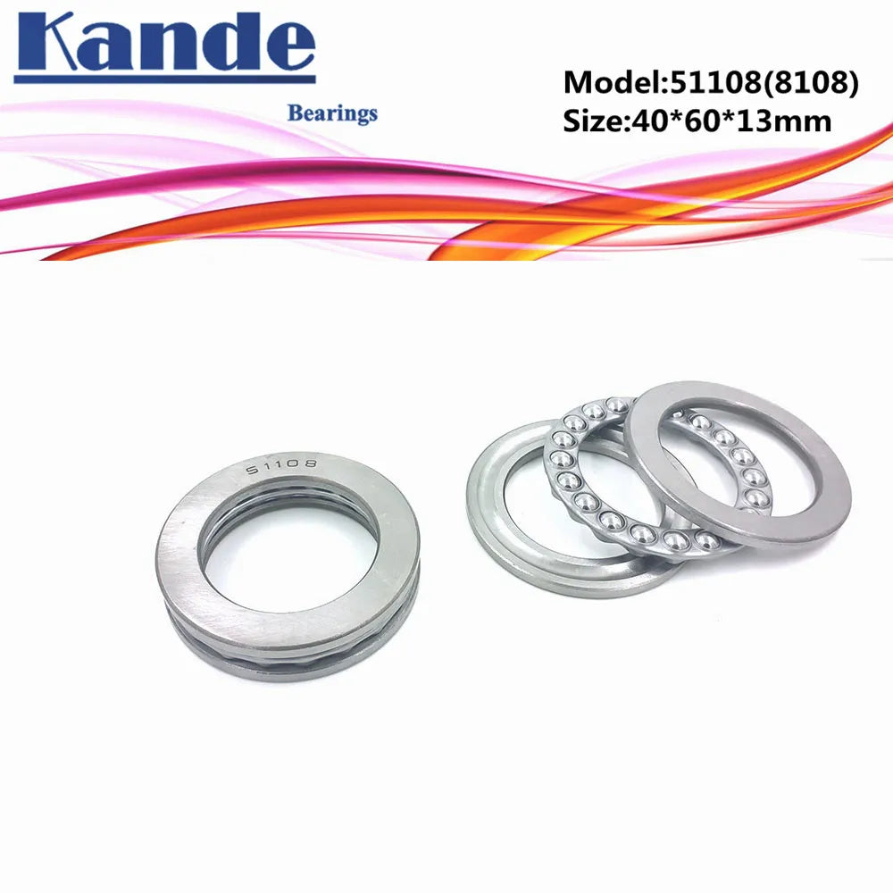 Kande 2pcs 51108 Flat Thrust Ball Bearing 40x60x13mm ABEC-1 Thrust Ball Bearing Richie's