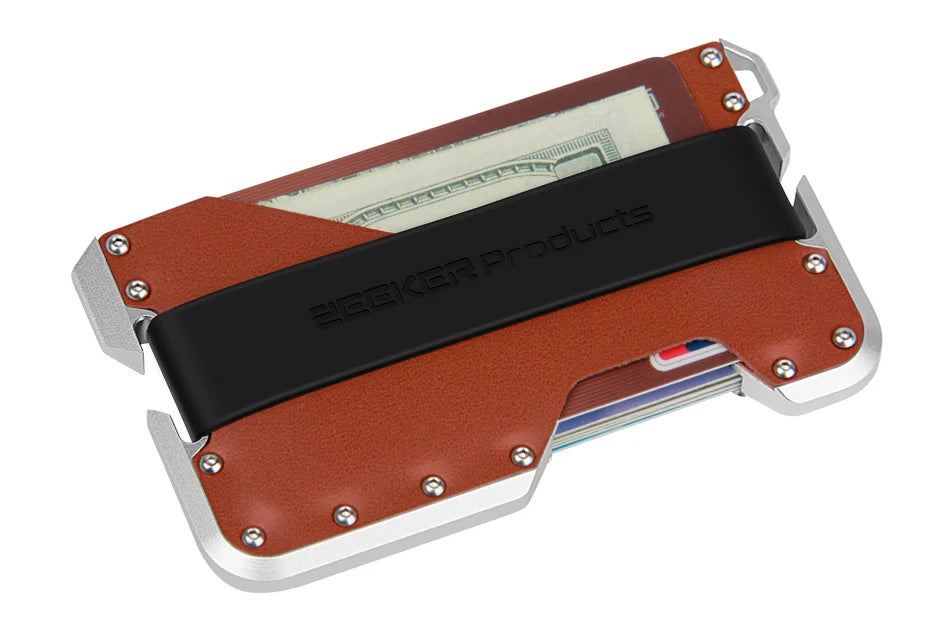 ZEEKER RFID Blocking Aluminum Leather Minimalist Card Wallet RFID Card Wallet Richie's silver metal brown 1