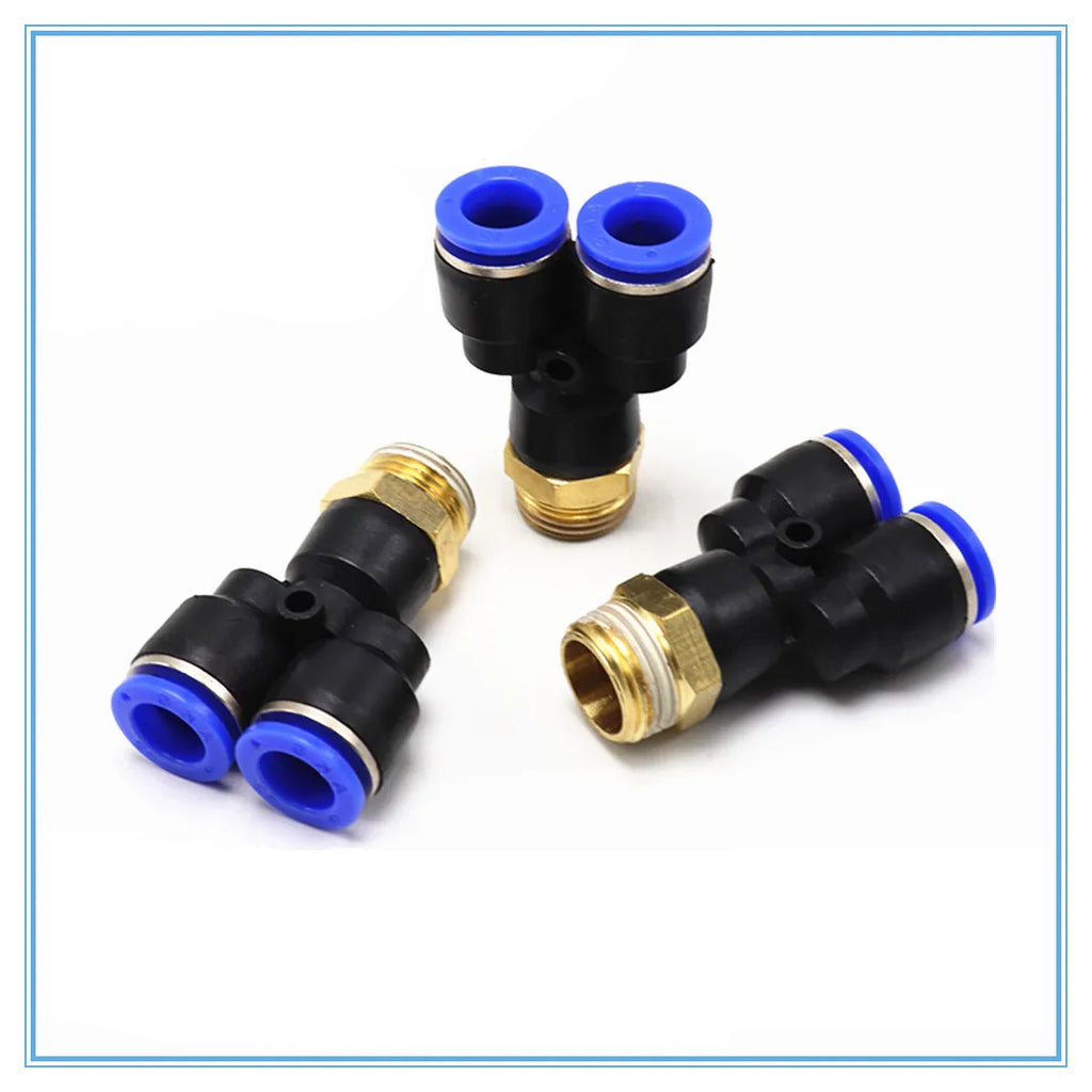 Y-Shape Pneumatic Tee Fitting 4–12MM BSP Male 3-Way Connector Pneumatic Fitting Richie's 4mm 1/2"