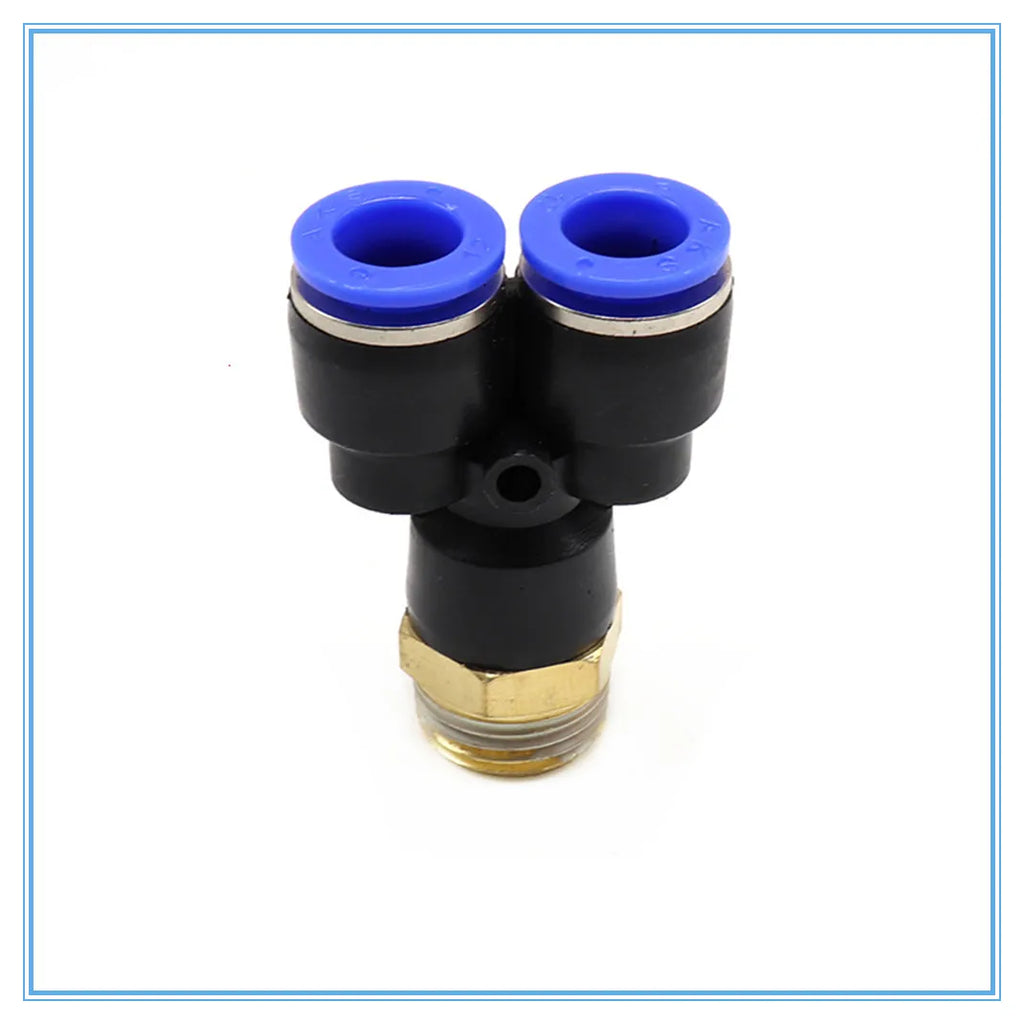 Y-Shape Pneumatic Tee Fitting 4–12MM BSP Male 3-Way Connector Pneumatic Fitting Richie's