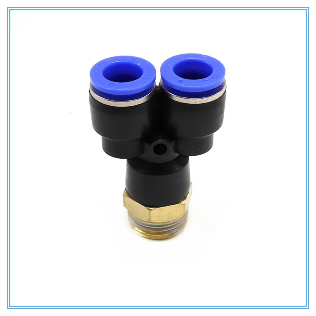 Y-Shape Pneumatic Tee Fitting 4–12MM BSP Male 3-Way Connector Pneumatic Fitting Richie's