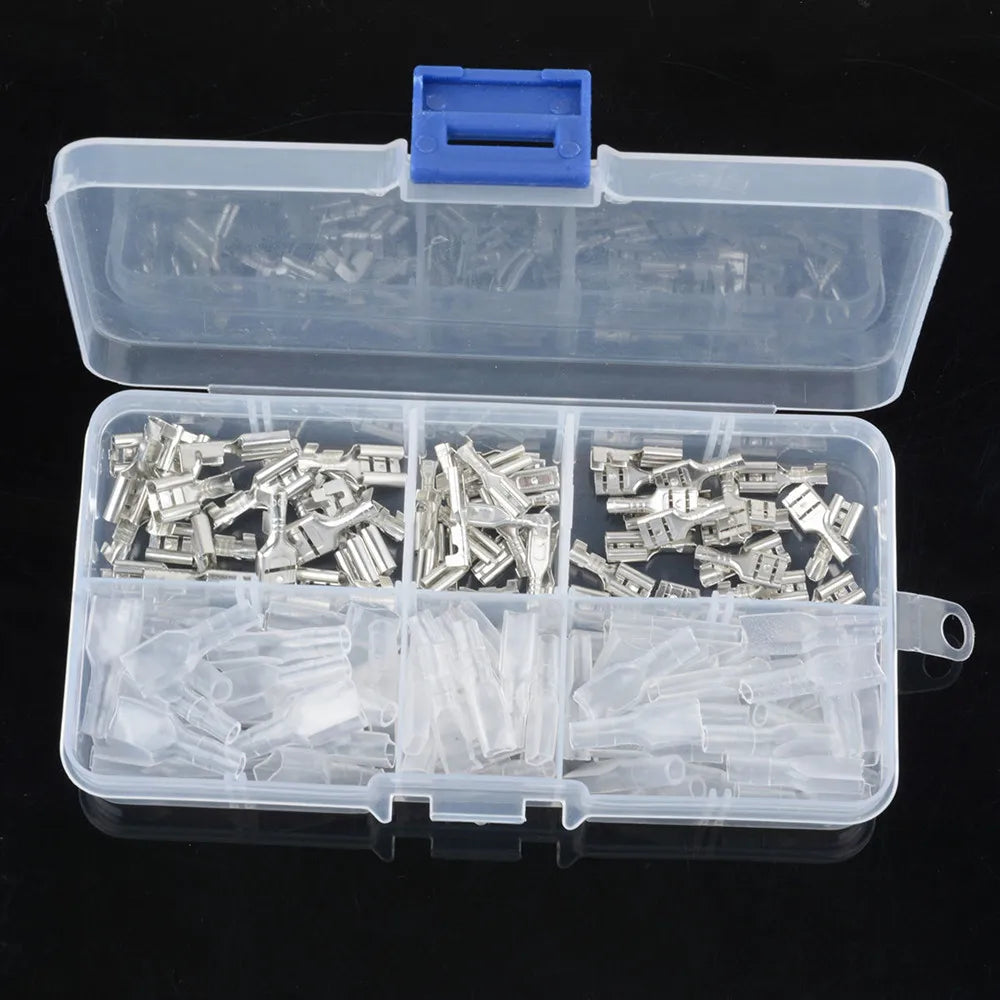 120Pcs Female Spade Crimp Terminals 2.8mm 4.8mm 6.3mm with Sleeves Crimp Terminal Kit Richie's Default Title