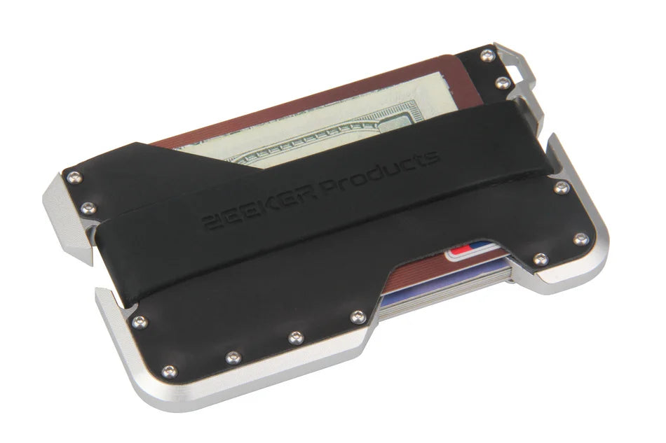 ZEEKER RFID Blocking Aluminum Leather Minimalist Card Wallet RFID Card Wallet Richie's silver metal black 1