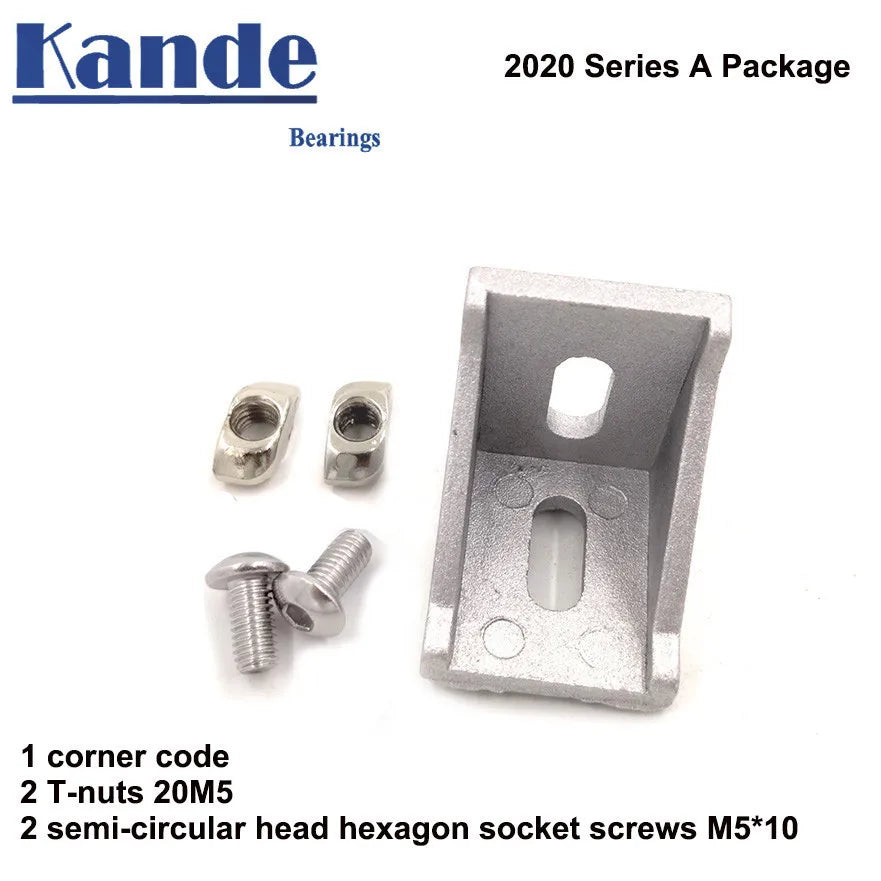 2020 Aluminum Corner Bracket Set – T-Nut & M5 Screws Corner Bracket Set Richie's A option(T nuts)
