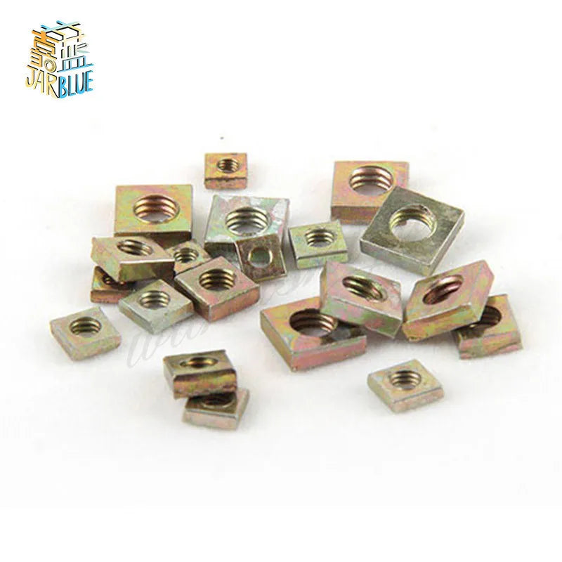 50Pcs DIN562 Square Nuts M3–M6 Zinc Plated Carbon Steel Square Nuts Richie's