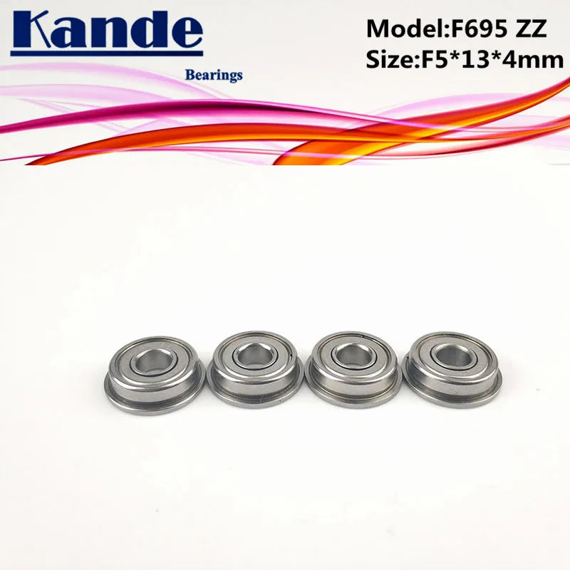 F695ZZ Bearings 10pcs Miniature Flanged Deep Groove Ball 5×13×4mm Miniature Ball Bearings Richie's