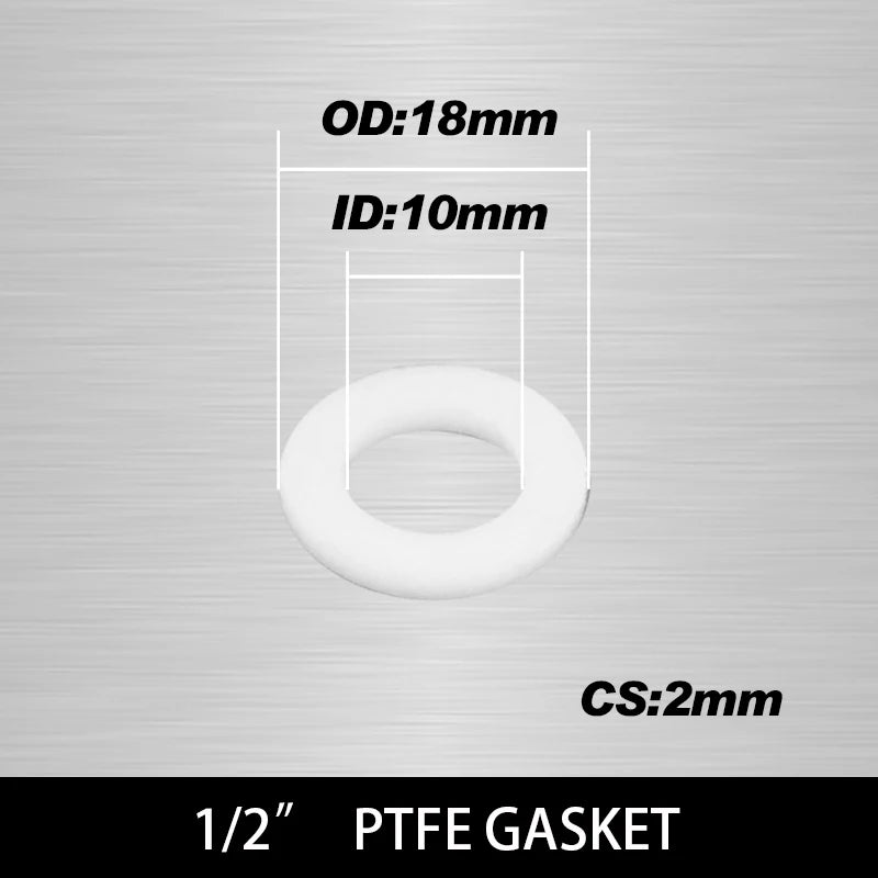 Rubber Silicone PTFE Flat Gasket Sealing Rings 1/2" 3/4" 1" Pipe Gasket Washer Richie's PTFE (10X18X2) 20pcs Bag