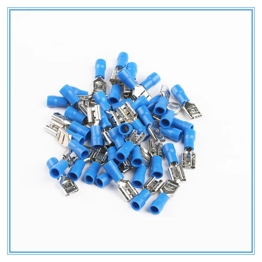 100pcs FDD2-250 Female Insulated Crimp Terminals Blue 16-14 AWG Crimp Terminals Richie's Default Title