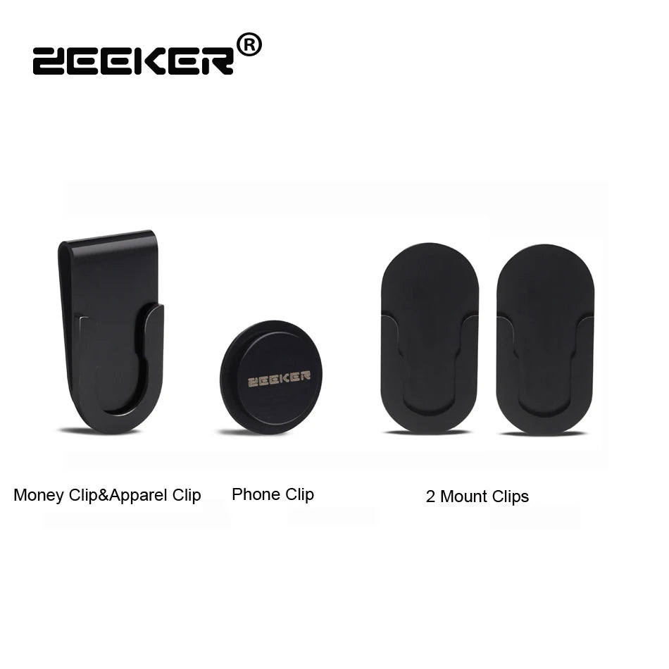 ZEEKER 4-in-1 Stainless Steel Money Clip Wallet & Phone Clip Money Clip Wallet Richie's black 4 in 1