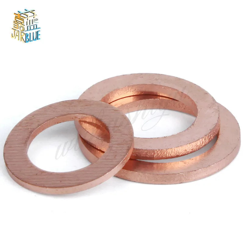 10Pcs DIN7603 Copper Sealing Washers M4–M10 Flat Crush Seal Ring Copper Sealing Washers Richie's