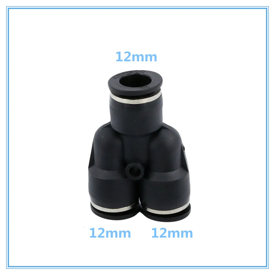 3-Way Y Shape Push-In Pneumatic Fitting 4–12mm OD Hose Connector Pneumatic Tube Fitting Richie's 12mm