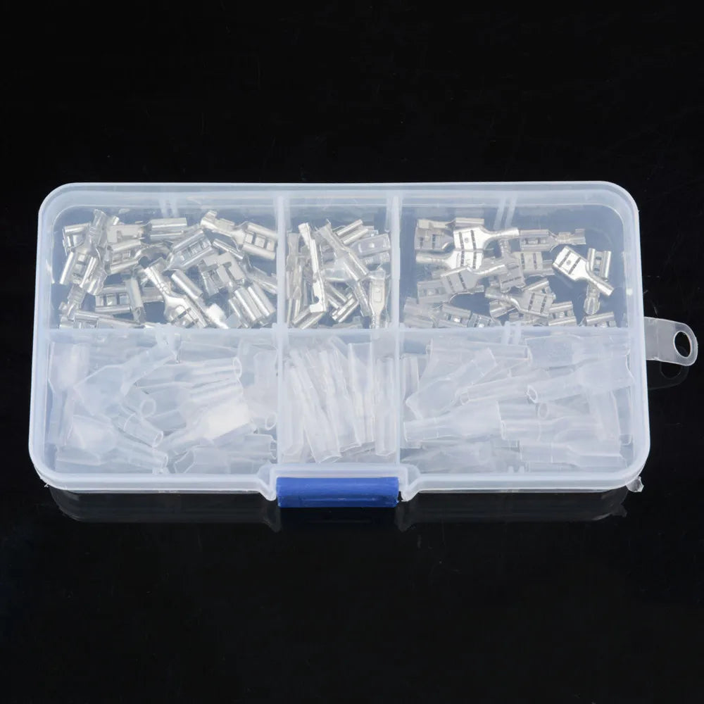 120Pcs Female Spade Crimp Terminals 2.8mm 4.8mm 6.3mm with Sleeves Crimp Terminal Kit Richie's