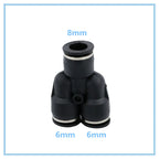 3-Way Y Shape Push-In Pneumatic Fitting 4–12mm OD Hose Connector Pneumatic Tube Fitting Richie's 8-6mm
