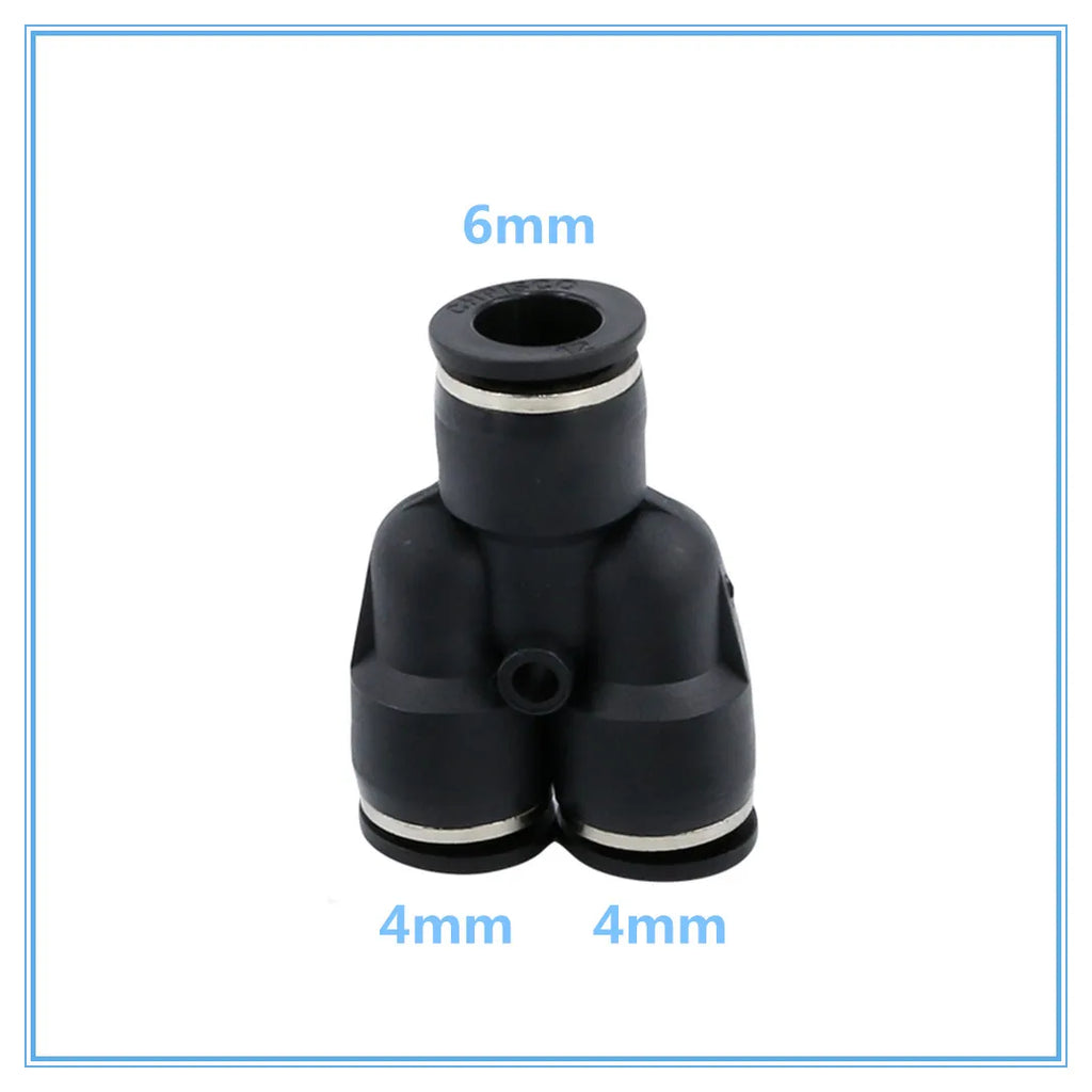 3-Way Y Shape Push-In Pneumatic Fitting 4–12mm OD Hose Connector Pneumatic Tube Fitting Richie's 6-4mm
