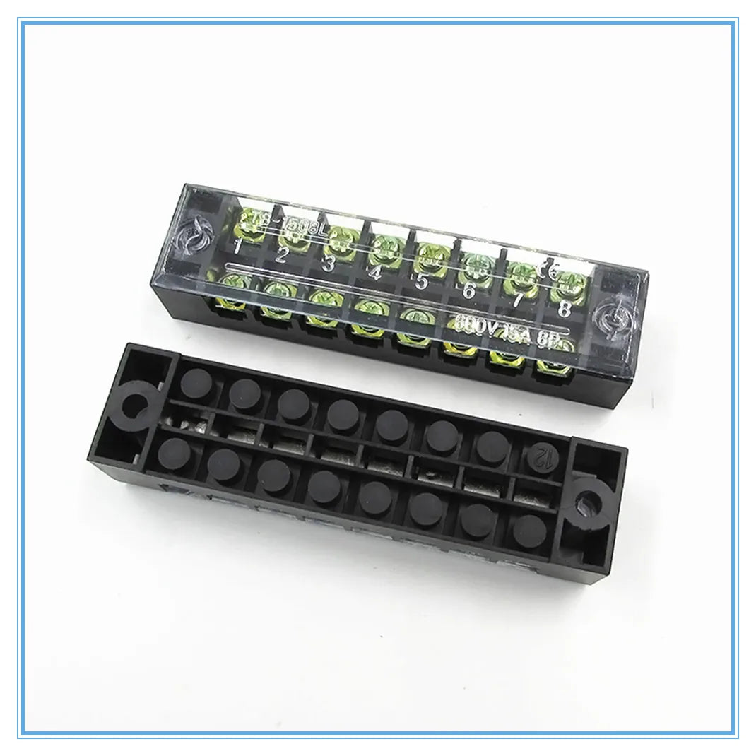Dual Row Screw Terminal Block 600V 15A TB-1508 | 8-Pin Screw Terminal Block Richie's