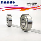 6305ZZ Deep Groove Ball Bearing 25x62x17mm ABEC-5 | 2pcs Ball Bearing Richie's