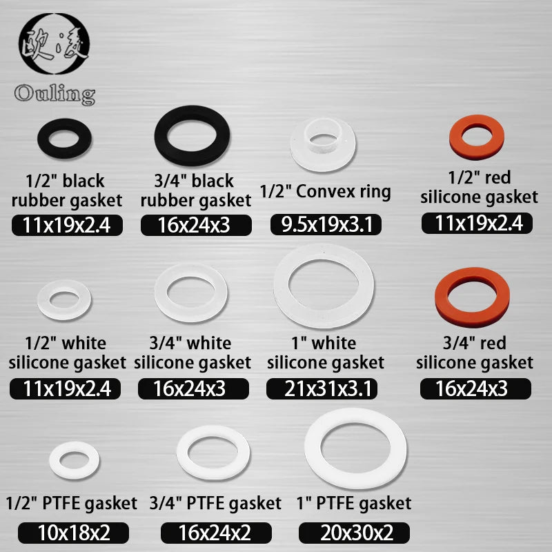 Rubber Silicone PTFE Flat Gasket Sealing Rings 1/2" 3/4" 1" Pipe Gasket Washer Richie's