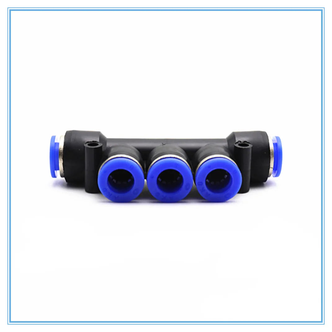 5-Way Push-In Pneumatic Fitting 4–12mm OD Hose Quick Connect Pneumatic Fitting Richie's