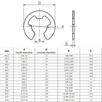 Black Steel E-Clip Safety Rings M1.2–M15 | 10/50/100 Pack Retaining E-Clips Richie's