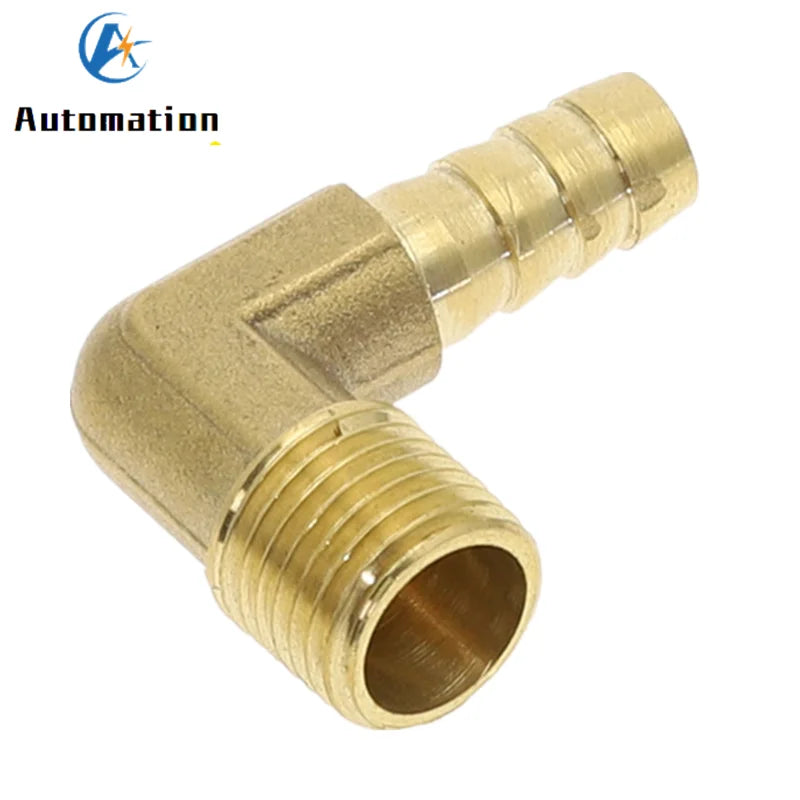 90° Brass Hose Barb Elbow Fitting 6–19mm, 1/8"–1/2" Male Thread Brass Hose Fitting Richie's OD 25MM 1"
