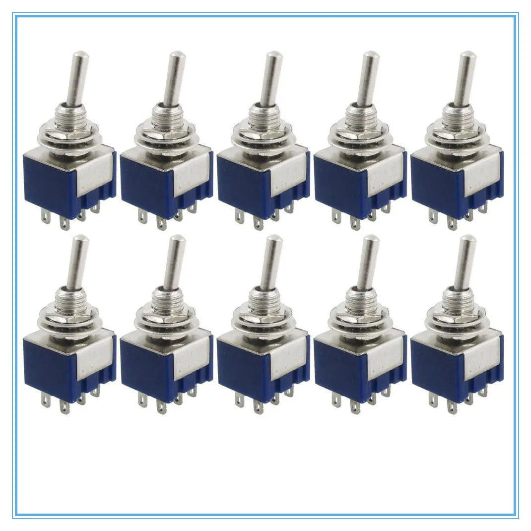 10Pcs DPDT Toggle Switch AC 125V 6A ON/ON 6-Pin MTS-202 Toggle Switch Richie's Default Title