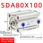 SDA80 Compact Double Acting Pneumatic Air Cylinder 80mm Bore Pneumatic Air Cylinder Richie's Stroke 100mm Bore 80mm