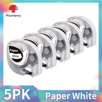 Dymo LetraTag Compatible Label Tapes 91331 for Phomemo P12 5-Pack Label Maker Tape Richie's 5PK Paper White