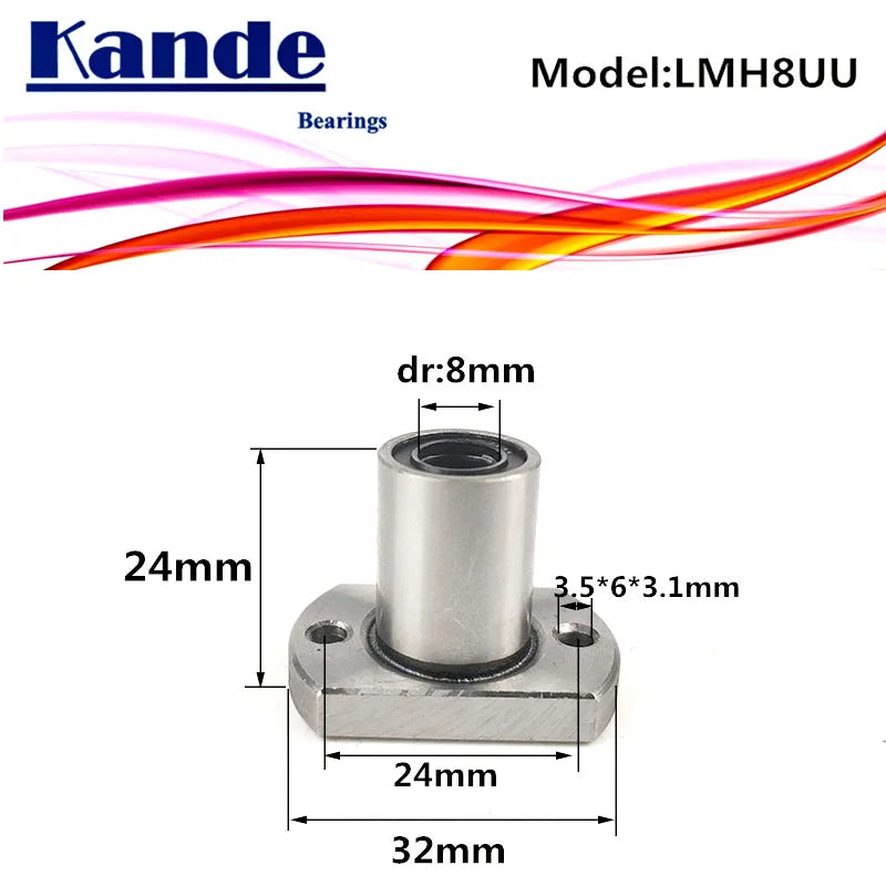 LMH8UU Round Flange Linear Ball Bearing 8mm for 3D Printer Linear Ball Bearing Richie's