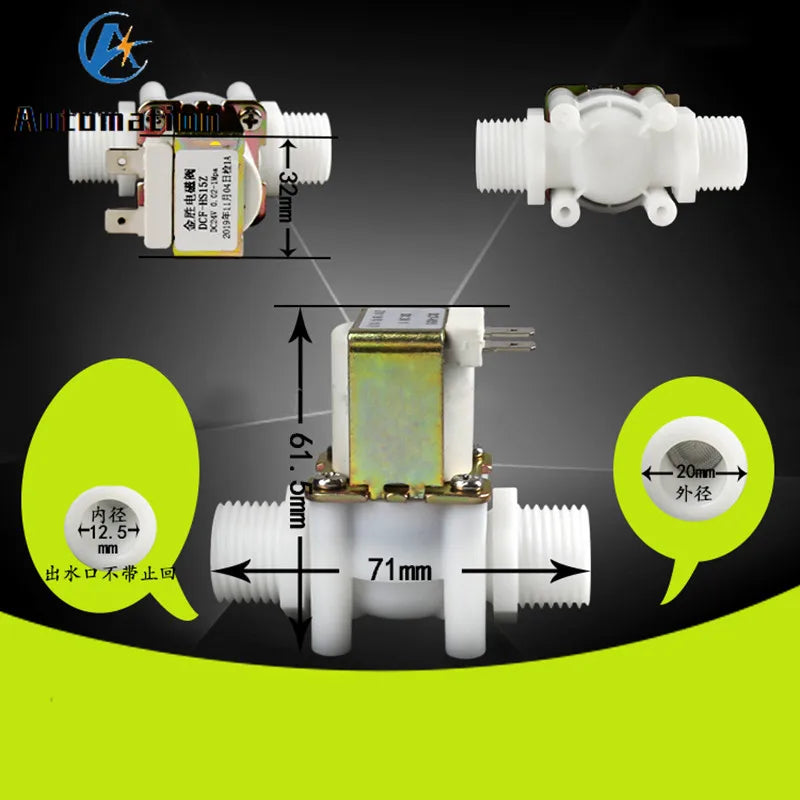 12V 24V G1/2" Plastic Solenoid Water Valve NC/NO Irrigation Solenoid Water Valve Richie's