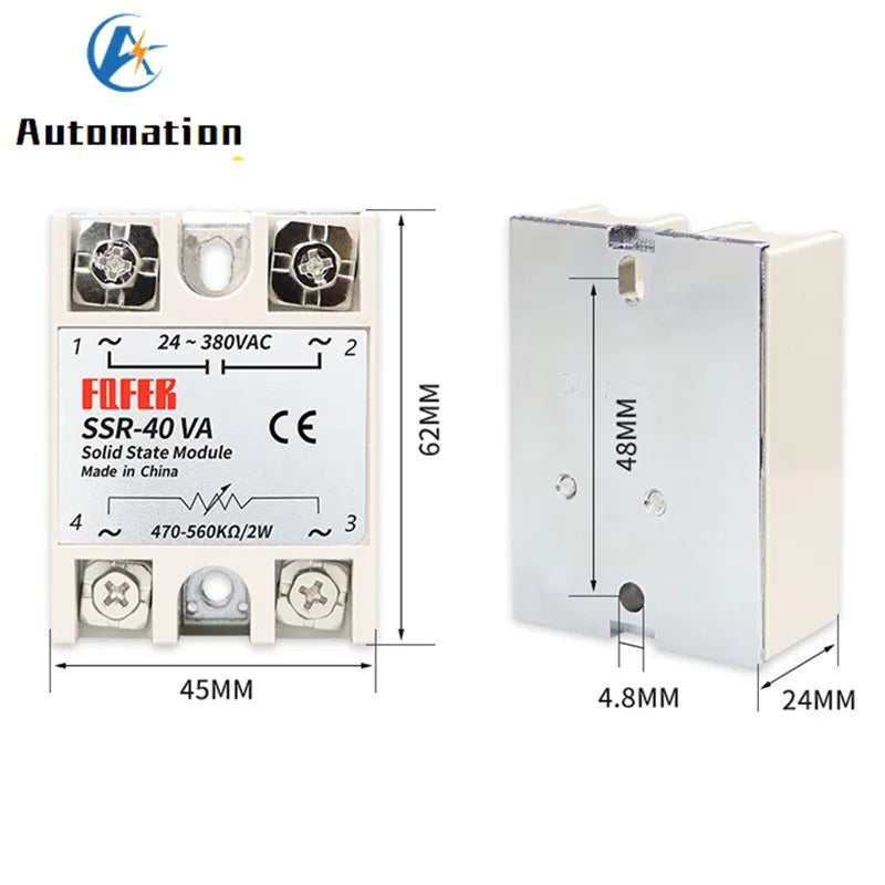 Solid State Relay SSR 10A–100A DC to AC 24-380VAC CE Certified Solid State Relay Richie's