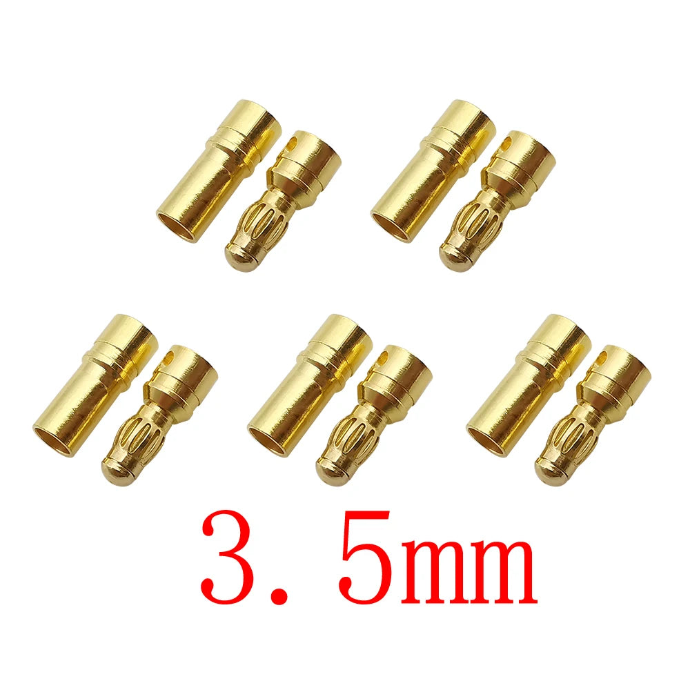 5-Pair Banana Bullet Connectors 2mm–4mm | RC Battery ESC Motor RC Bullet Connector Richie's 3.5mm 5Pair