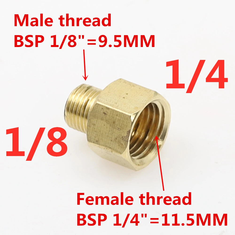 Brass BSP Male to Female Pipe Adapter 1/8"–3/4" Fitting Brass Pipe Fitting Richie's 01 M x 02 F
