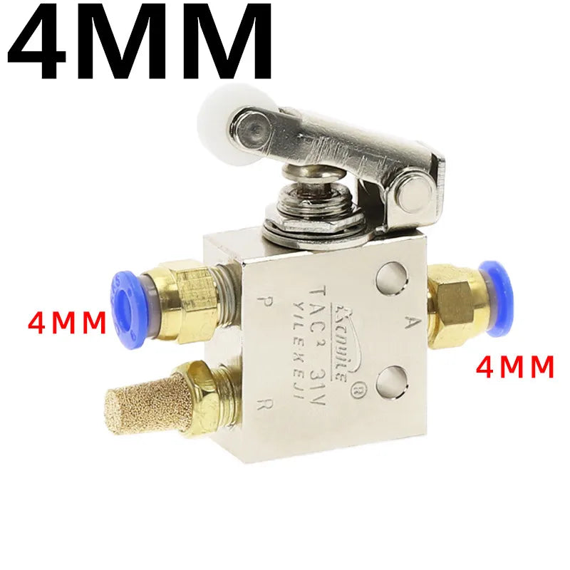 TAC2-31P 2-Position 3-Way Roller Lever Pneumatic Valve 1/8" Pneumatic Valve Richie's TAC2-31P-34C-PC4MM