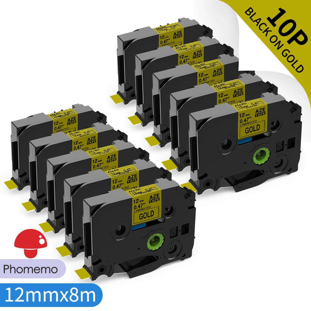 TZe-231 Compatible Brother Label Tape 12mm Black on White – Multi-Pack