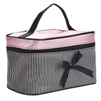 Women's Travel Bow Stripe Cosmetic Bag – Makeup Organizer Cosmetic Travel Bag Richie's